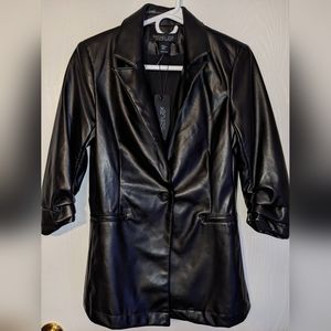 NWT RACHEL ZOE BLACK  FAUX LEATHER BLAZER